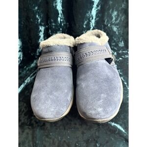 Easy Spirit Womens Blue‎ Suede Fur Lined Clog Mules Slip On Shoes Comfort Size 7